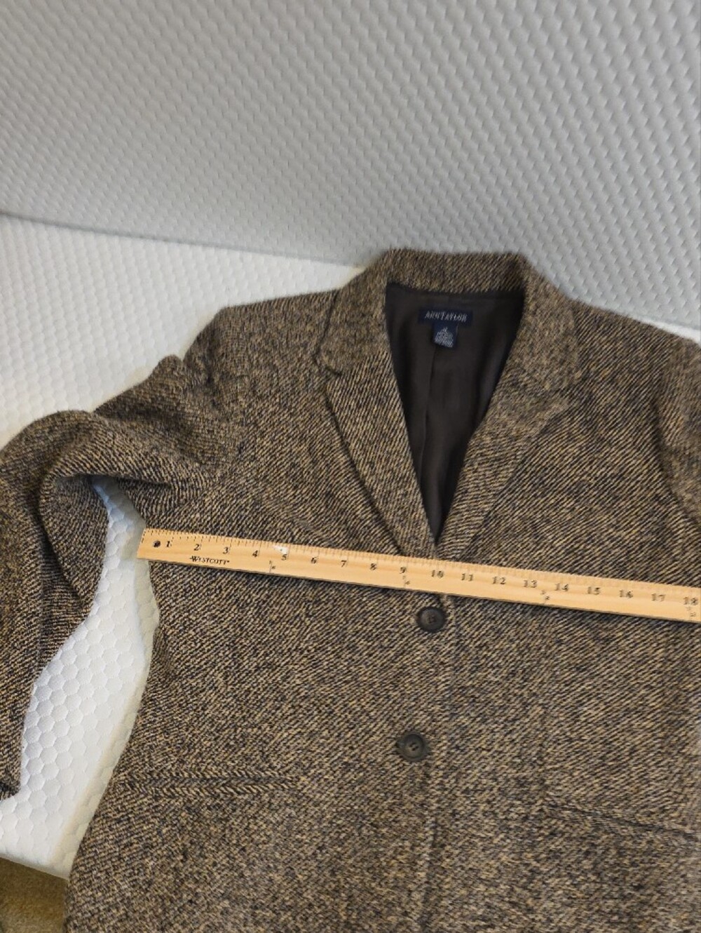 Ann Taylor Brown Tweed 2pc Suit Set Blazer & Trousers Size 12 EUC - Picture 5 of 9